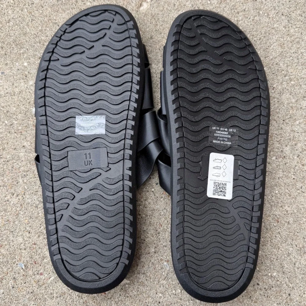 ASOS DESIGN Mens Black Woven Basketweave Slides Sandals US 12 EU 46 NEW